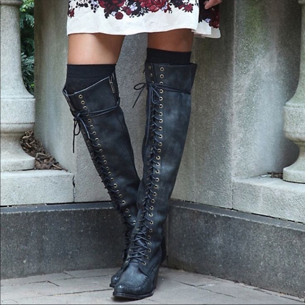 NIB Free People Jeffrey Campbell Joe Lace-Up Over-the-Knee Boots